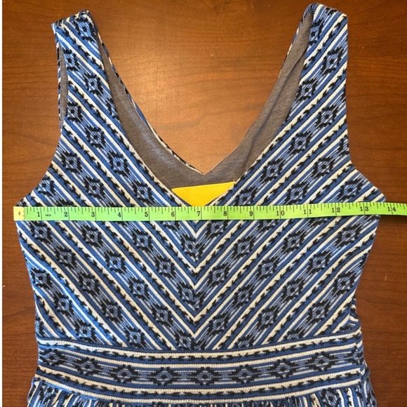 Maeve anthropologie dress size 0 blue tank cotton blend knit flare lazuli Aztec - Picture 10 of 13
